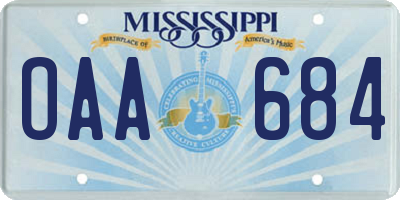 MS license plate OAA684