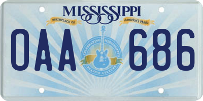 MS license plate OAA686