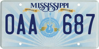 MS license plate OAA687
