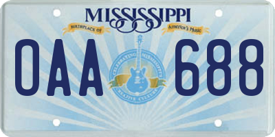 MS license plate OAA688