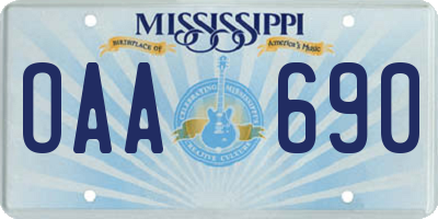 MS license plate OAA690