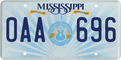 MS license plate OAA696