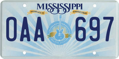 MS license plate OAA697