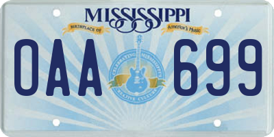 MS license plate OAA699
