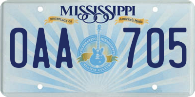 MS license plate OAA705