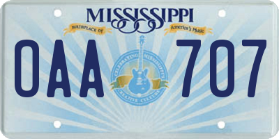 MS license plate OAA707
