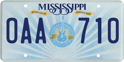 MS license plate OAA710