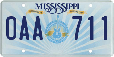 MS license plate OAA711