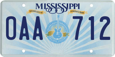 MS license plate OAA712