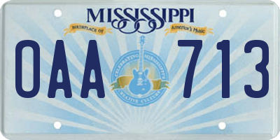 MS license plate OAA713