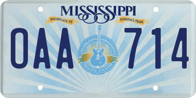 MS license plate OAA714