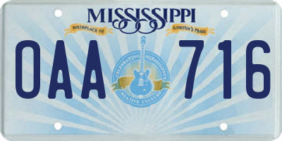 MS license plate OAA716