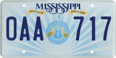 MS license plate OAA717