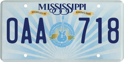 MS license plate OAA718