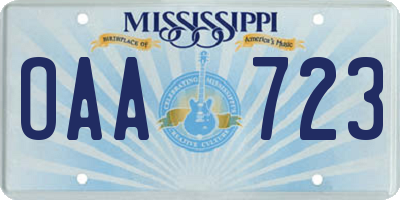 MS license plate OAA723