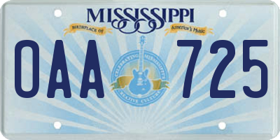 MS license plate OAA725