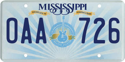 MS license plate OAA726