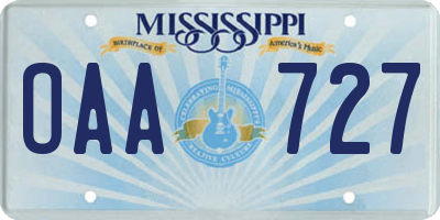 MS license plate OAA727