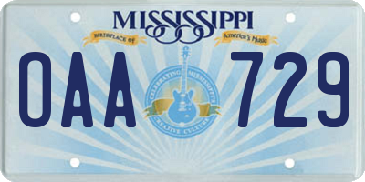 MS license plate OAA729