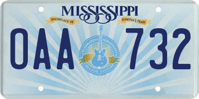 MS license plate OAA732