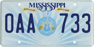 MS license plate OAA733