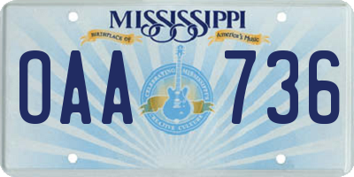MS license plate OAA736