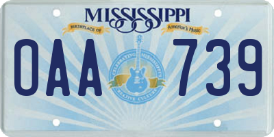 MS license plate OAA739
