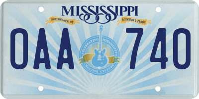 MS license plate OAA740