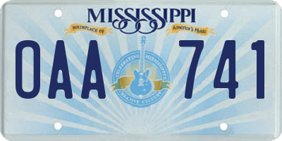 MS license plate OAA741
