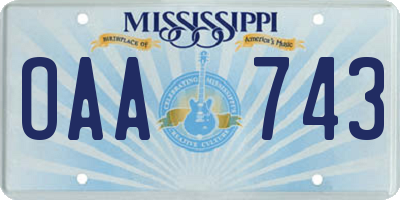 MS license plate OAA743