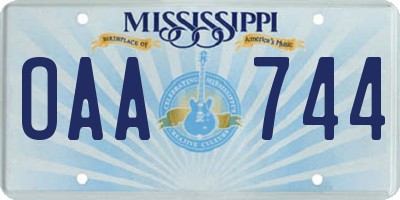 MS license plate OAA744