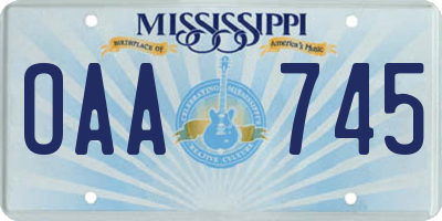 MS license plate OAA745