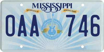 MS license plate OAA746