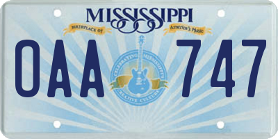 MS license plate OAA747
