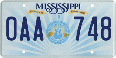 MS license plate OAA748