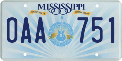 MS license plate OAA751