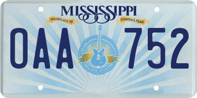MS license plate OAA752