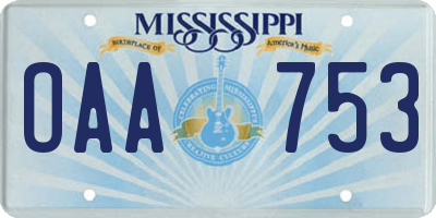 MS license plate OAA753