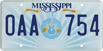MS license plate OAA754