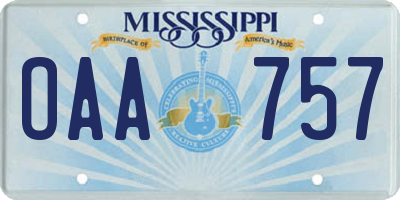 MS license plate OAA757
