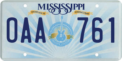 MS license plate OAA761