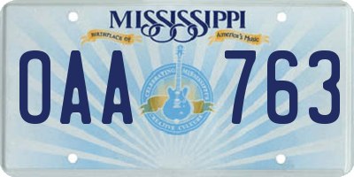 MS license plate OAA763