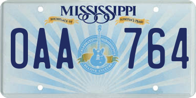 MS license plate OAA764