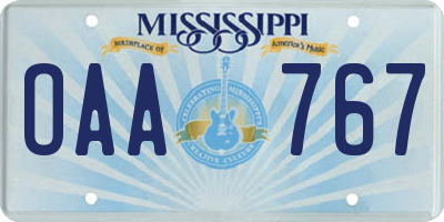 MS license plate OAA767