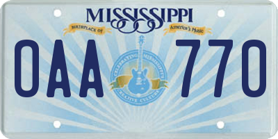 MS license plate OAA770