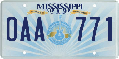 MS license plate OAA771