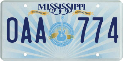 MS license plate OAA774