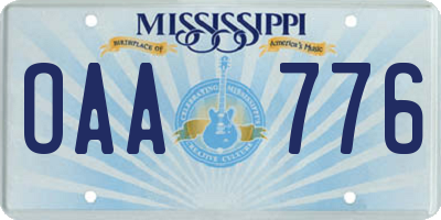 MS license plate OAA776