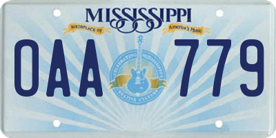 MS license plate OAA779