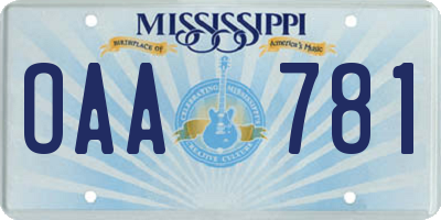 MS license plate OAA781